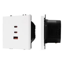 Фото #1 товара ARL NOBE USB Розетка тип А+С+С софт-тач белый кварц SCT-MUACC-SFPL-FC-WH (65W, QC3) (Arlight, -)