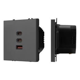 Фото #1 товара ARL NOBE USB Розетка тип А+С+С софт-тач серый базальт SCT-MUACC-SFPL-FC-GR (65W, QC3) (Arlight, -)