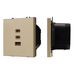 Фото #1 товара ARL NOBE USB Розетка тип А+С+С софт-тач золотой песок SCT-MUACC-SFPL-FC-GD (65W, QC3) (Arlight, -)