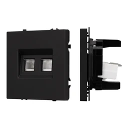 Фото #1 товара Механизм сдвоенной телефонной розетки SCT-NOBE-MTL2-SFPL-BK (RJ-11, 4C) (Arlight, Черный оникс)