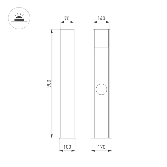 Фото #3 товара Светильник LGD-SEKVOYA-BOLL-SOCKET-H900-11W Warm3000 (BK, 120 deg, 230V) (Arlight, IP54 Металл, 3 года)