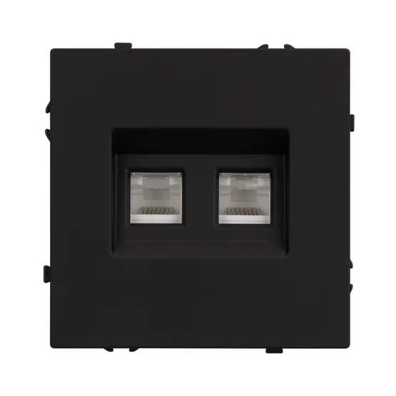 Фото #3 товара Механизм сдвоенной телефонной розетки SCT-NOBE-MTL2-SFPL-BK (RJ-11, 4C) (Arlight, Черный оникс)