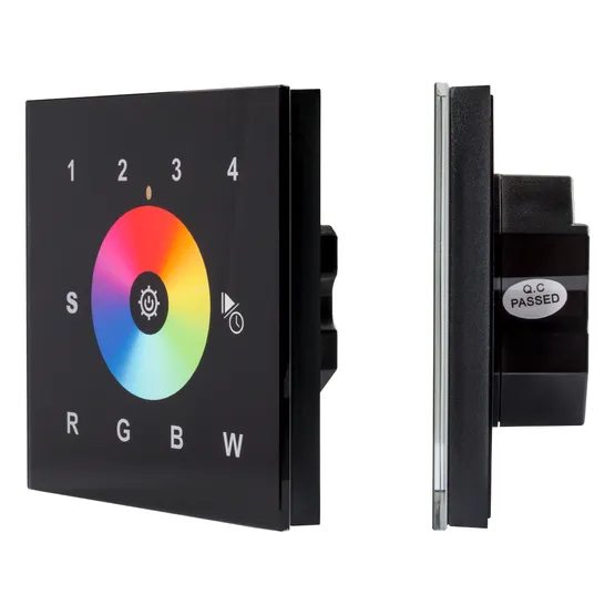 Фото товара INTELLIGENT ARLIGHT Сенсорная панель DALI-901-11-4G-RGBW-DT6-IN Black (BUS/230V) (IARL, IP20 Пластик, 3 года)