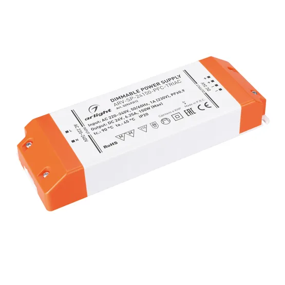 Фото товара Блок питания ARV-SP-24150-PFC-TRIAC (24V, 6.25A, 150W) (Arlight, IP20 Пластик, 5 лет)