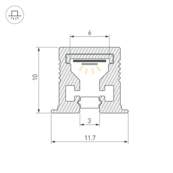 Фото #2 товара Профиль с экраном SL-MINI-3-H10-F12-2000 CHAMPAGNE GOLD (Arlight, Алюминий+пластик)