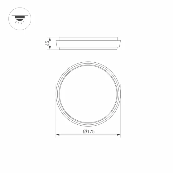 Фото #5 товара Светильник LGD-GIRO-R175-10W Warm3000 (GR, 110 deg, 230V) (Arlight, IP54 Металл, 3 года)