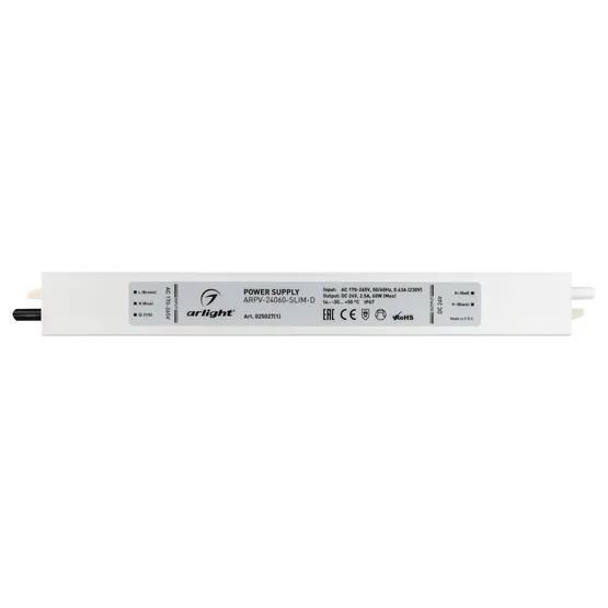 Фото #2 товара Блок питания ARPV-24060-SLIM-D (24V, 2.5A, 60W) (Arlight, IP67 Металл, 3 года)