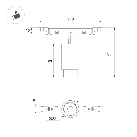 Фото #4 товара Светильник MAG-MICROCOSM-SPOT-ZOOM-R38-5W Warm3000 (BK, 10-55 deg, 24V) (Arlight, IP20 Металл, 5 лет)