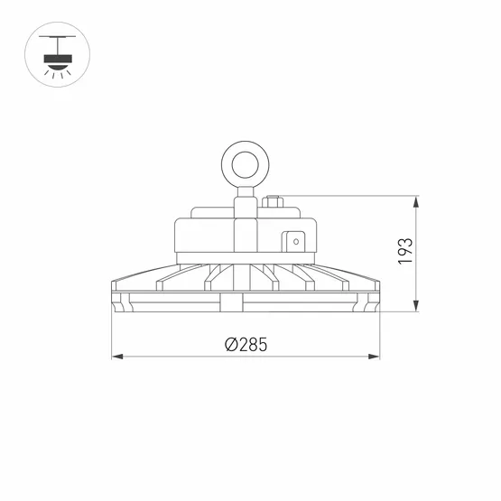 Фото #3 товара Светильник SP-FENIX-R285-150W White5000 (BK, 120 deg, 230V) (Arlight, IP65 Металл, 5 лет)