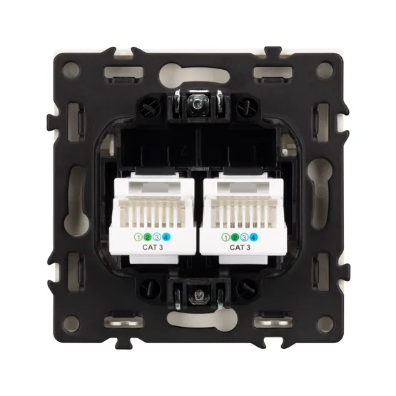 Фото #3 товара Механизм сдвоенной телефонной розетки SCT-NOBE-MTL2-SFPL-IS (RJ-11, 4C) (Arlight, Никель)