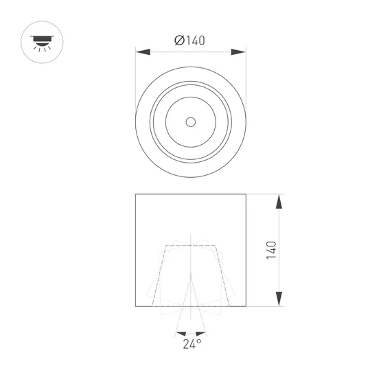 Фото #8 товара Светильник SP-FOCUS-R140-30W Day White (Arlight, IP20 Металл, 3 года)