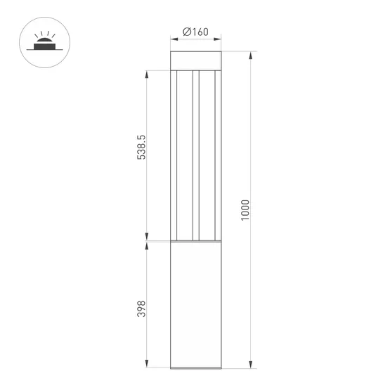 Фото #8 товара Светильник LGD-CASTELLO-BOLL-H1000-20W Warm3500-MIX (GR, 80 deg, 230V) (Arlight, IP65 Металл, 5 лет)