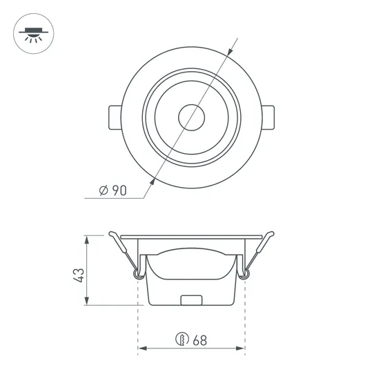 Фото #6 товара Светильник LTD-POLAR-TURN-R90-7W Warm3000 (WH, 36 deg, 230V) (Arlight, IP20 Пластик, 3 года)