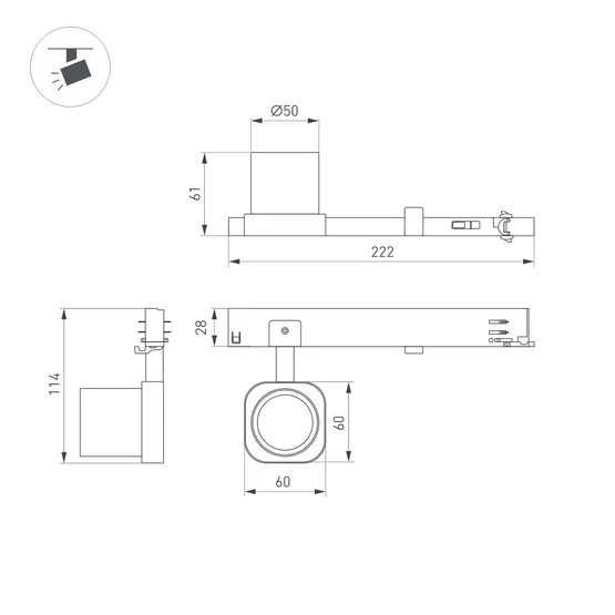 Фото #2 товара Светильник LGD-DIAFILM-4TR-R60-10W Day4000 (BK, 60 deg, 230V) (Arlight, IP20 Металл, 5 лет)