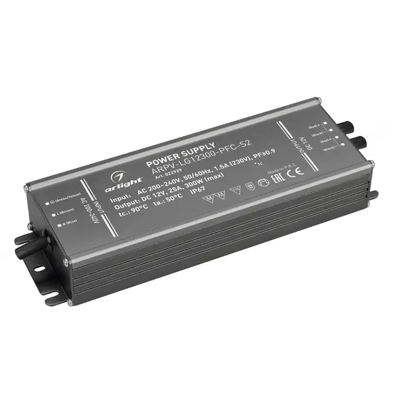 Фото #1 товара Блок питания ARPV-LG12300-PFC-S2 (12V, 25.0A, 300W) (Arlight, IP67 Металл, 5 лет)