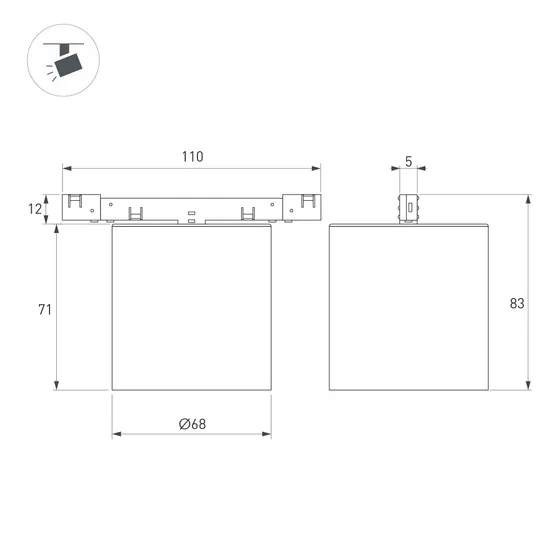 Фото #2 товара Светильник MAG-MICROCOSM-POINT-R68-7W Warm3000 (BK, 36 deg, 24V) (Arlight, IP20 Металл, 5 лет)