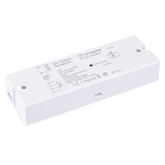 Фото товара Диммер SR-1009AC (230V, 2x1.2A) (Arlight, IP20 Пластик, 3 года)