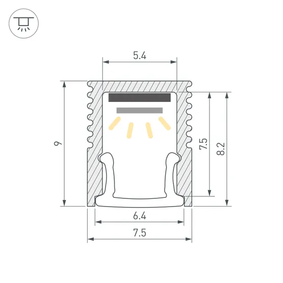 Фото #5 товара Профиль с экраном SL-MINI-8-2000 ANOD+OPAL (Arlight, Алюминий)