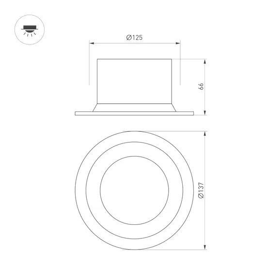 Фото #3 товара Светильник MS-DROP-BUILT-R137-24W Warm3000 (WH, 90 deg, 230V) (Arlight, IP54 Металл, 5 лет)