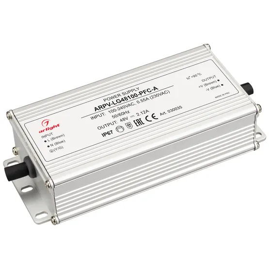 Фото #1 товара Блок питания ARPV-LG48100-PFC-A (48V, 2.12A, 100W) (Arlight, IP67 Металл, 5 лет)