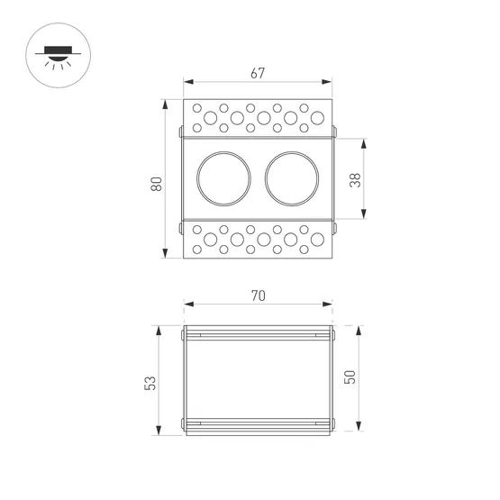 Фото #6 товара Светильник MS-ORIENT-BUILT-TRIMLESS-TC-S38x67-5W Warm3000 (WH-BK, 30 deg, 230V) (Arlight, IP20 Металл, 5 лет)