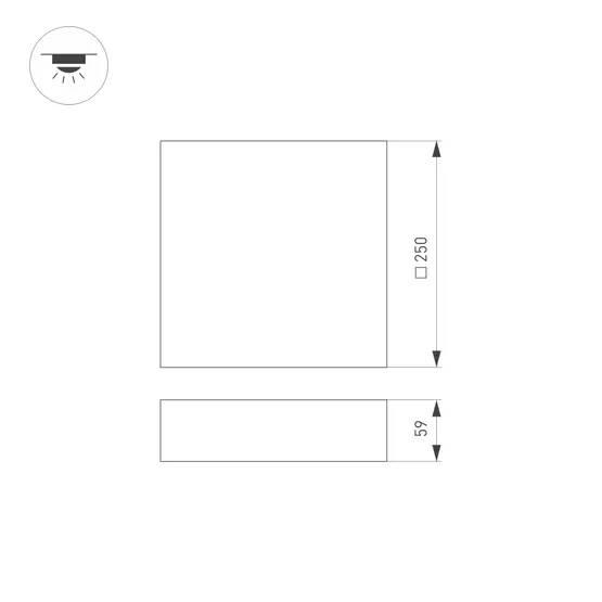 Фото #6 товара Светильник SP-QUADRO-S250x250-25W Day4000 (WH, 120 deg, 230V) (Arlight, IP40 Металл, 3 года)